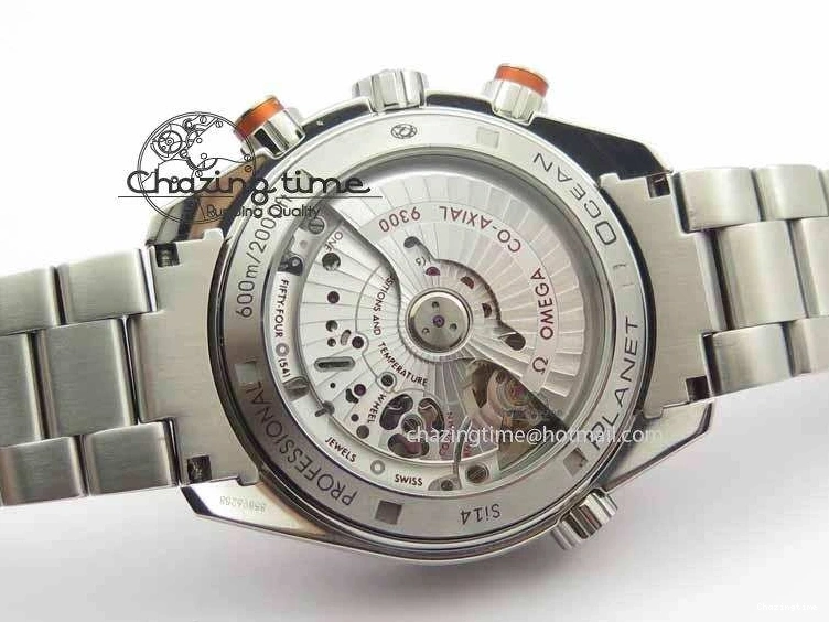 0517 Sophisticated Planet Ocean Master Chronometer Chrono SS OM 1:1 Best Edition Orange On SS Bracelet A 8156